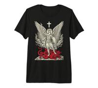 Saint Michael Archangel Defeating Satan Maglietta Premium