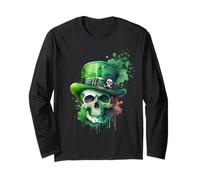 Saint Patricks Day Skull Pirate Verde Uomini Maglia a Manica