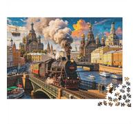 Saint Petersburg Puzzle 1000 pezzi Materiale riciclato Steam Train Puzzles for Elderly Alleviare la demenza senile Divertente Family Game Activity Casa 70x50cm/1000pcs