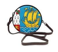 Saint Pierre Miquelon Flag Donne Rotonda Crossbody Borse In Pelle Sling Bag Borsetta
