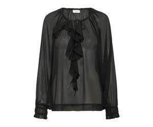 Saint Tropez - Elegante Blusa Nera con Morbide Ruches - - Blouses & Shirts - Donna - Nero - L
