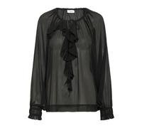 Saint Tropez - Elegante Blusa Nera con Morbide Ruches - - Blouses & Shirts - Donna - Nero - S