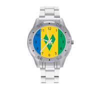 Saint Vincent e Grenadine Bandiera Orologi da Uomo in Acciaio Inox Cinturino Analogico Al Quarzo Orologio Da Polso Business, Stile:, regular, Bracciale