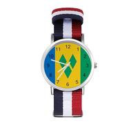 Saint Vincent e Grenadine Bandiera Orologio sportivo per uomo donna cinturino in nylon orologio da polso analogico al quarzo, Stile:, regular, Cinturino