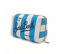 SaintBarth - Novità 2026: beauty case, pochette da donna, trousse, impermeabile, fantasia a righe. Questo beauty case colpisce per le sue fresche righe blu e bianche e la stampa "SaintBarth", che evoc