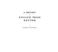 Saintsbury George A History of English Prose Rhythm (Copertina rigida)
