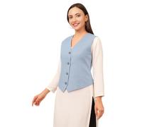 SaintX Gilet da donna su misura, blazer formale senza maniche, completamente foderato, tessuto di alta qualità, alla moda ed elegante, scollo a V, elegante "ufficio per cena" per ufficio/abbigliamento