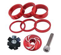 Saipor Kit distanziali per cuffie da bicicletta con tappo superiore, bullone lungo, 5 mm, 10 mm per MTB BMX bici da strada (rosso)
