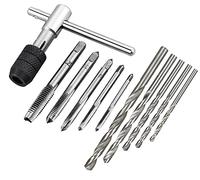 Saipor Set di frese filettate con impugnatura a T, a cricchetto, con 5 maschi metriche M3-M8 e set di punte elicoidali