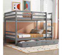 Sairedel Letto aggiuntivo 140x200 grigio - Dotato di cassetti rialzati e parapetti per la sicurezza dei bambini-Senza materasso