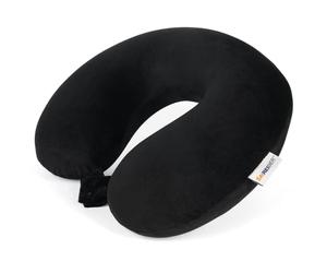 SAIREIDER Cuscino da viaggio in 100% pura memory foam, cuscino da viaggio per il collo, cuscino da viaggio per viaggiare, auto, casa, ufficio, fodera lavabile (nero)