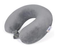 SAIREIDER Cuscino da viaggio per dormire in 100% pura schiuma di memoria, cuscino per il collo per aerei, copertura lavabile (grigio)