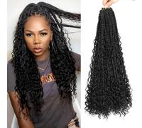 Saisifen 8 Pacchi Boho Dea Box Trecce Capelli All'uncinetto per Le Donne Nere, Pre-ciclo Bohemian Micro Trecce Con Capelli Ricci 1b Nero 30 Pollici(75cm)