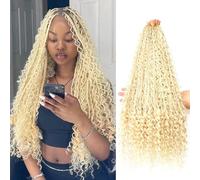 Saisifen 8 Pacchi Boho Dea Box Trecce Capelli All'uncinetto per Le Donne Nere, Pre-ciclo Bohemian Micro Trecce Con Capelli Ricci #613 Bionda 18 Pollici(45cm)