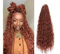 Saisifen 8 Pacchi Boho Dea Box Trecce Capelli All'uncinetto per Le Donne Nere, Pre-ciclo Bohemian Micro Trecce Con Capelli Ricci 350# Rosso Rame 10 Pollici(25cm)