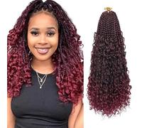 Saisifen 8 Pacchi Boho Dea Box Trecce Capelli All'uncinetto per Le Donne Nere, Pre-ciclo Bohemian Micro Trecce Con Capelli Ricci Gradiente Bordeaux 12 Pollici(30cm)