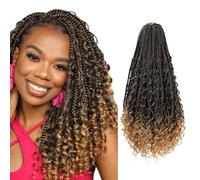 Saisifen 8 Pacchi Boho Dea Box Trecce Capelli All'uncinetto per Le Donne Nere, Pre-ciclo Bohemian Micro Trecce Con Capelli Ricci T27 Biondo Miele Sfumato 12 Pollici(30cm)