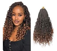 Saisifen 8 Pacchi Boho Dea Box Trecce Capelli All'uncinetto per Le Donne Nere, Pre-ciclo Bohemian Micro Trecce Con Capelli Ricci T30 Sfumature Ramate 12 Pollici(30cm)