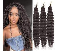 Saisifen Capelli All'uncinetto Ocean Wave per Donne Di Colore 3 Pezzi Estensioni Trecce Boho Goddess Capelli Sintetici Ricci per Trecce 61 CM(24 Pollici) #4 Marrone