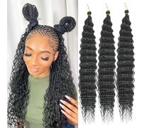 Saisifen Capelli All'uncinetto Ocean Wave per Donne Di Colore 3 Pezzi Estensioni Trecce Boho Goddess Capelli Sintetici Ricci per Trecce 61 CM(24 Pollici) #1B Nero
