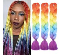 Saisifen Capo per Trecce Ombre 3 Confezioni 60 cm Trecce Twist e Crochet per Donne e Bambini #D4 Ombre 4 Colori