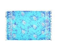 SAIVONA Pareo Sarong Telo Mare Gonna Spiaggia -Opaco Come o Asciugamano e Abito Avvolgente Donna - Fatto a Mano dalla Produzione del Commercio Equo e Solidale Batik Elefante Turchese
