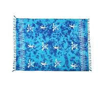 SAIVONA Pareo Telo Mare Gonna Spiaggia Opaco Come o Asciugamano e Abito Avvolgente Donna - Fatto a Mano dalla Produzione del Commercio Equo e Solidale Batik Blu Turchese