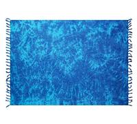 SAIVONA Pareo Telo Mare Gonna Spiaggia Opaco Come o Asciugamano e Abito Avvolgente Donna - Fatto a Mano dalla Produzione del Commercio Equo e Solidale Batik Blu Batik