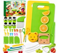 SaiXuan 31 Pezzi Set Cucina Bambini Montessori con Coltelli Sicuri, Taglieri, Coltello Ondulato e Formine Biscotti, Ideale dai 3 ai 7 Anni per Gioco e Apprendimento Creativo