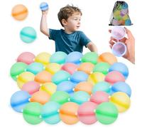 SaiXuan 36 Pezzi Palloncini d'Acqua Riutilizzabili in Silicone, Bombe d'Acqua Riutilizzabili con Chiusura a Clip, Giocattoli Estivi per Bambini e Famiglie, Colori Pastello, Facili da Riempire