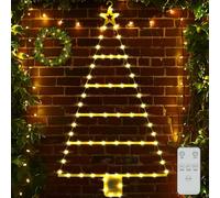 SaiXuan Albero di Natale Luminoso a LED, Albero di Natale da Parete con 8 Modalità e Timer, Funziona a Batterie, Albero di natale con Luci per Interno ed Esterno, Giardino e Feste（triangolo）