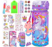 SaiXuan Bottiglia d'Acqua con Unicorno, Regalo 5 6 7 8 9 10 Anni, Kit di Artigianato con Adesivi Diamante e Accessori Creativi, Lavoretti Creativi per Bambini 6-12 Anni,Giocattoli
