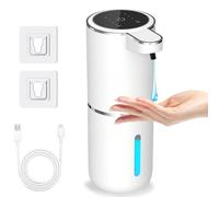 SaiXuan Dispenser Sapone Automatico a Parete, 380ml Dispenser di Sapone Liquido, Batteria Ricaricabile USB, con 4 Livelli Regolabili, Impermeabile IPX5 er Bagno, Cucina e Ufficio (Gel)