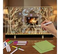 SaiXuan Lavagna Luminosa LED 30×20 cm - Tavoletta Acrilica RGB con 23 LED, 12 Pennarelli Neon, USB-C, 5 Modalità, Con Supporti e Panni - Lavagna da Disegno Bambini per Creatività, Studio e Regali