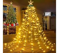 SaiXuan Luci Albero di Natale con Stella, 400 LED 2m 16 Fili, 8 modalità con Timer e Memoria, Luci di Natale da Esterno e Interno con Spina EU, Illuminazione Calda per Decorazioni Natalizie