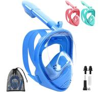 SaiXuan Maschera da Snorkeling per Bambini XS - Maschera Subacquea Bambini con Vista a 180°, Anti-Appannamento, Anti-Perdite, con Borsa Rete, Supporto Fotocamera e Accessori (Blu)