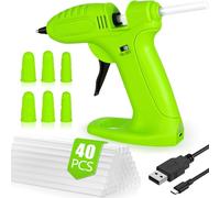 SaiXuan Pistola Colla a Caldo Senza Fili, Batteria Ricaricabile 2600mAh, Include 40 Stick di Colla 7mm, 6 Protezioni in Silicone per Dita e Cavo USB, per Fai-da-Te, Riparazioni e Artigianato