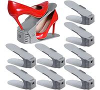 SaiXuan Portascarpe,Organizer Scarpe,Salvaspazio Regolabili da Scarpiera, Portascarpe Regolaili in Plastica Durevole (10 Pezzi,Grigio)