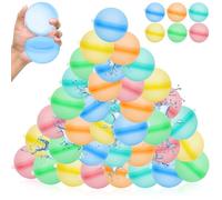 SaiXuan Set di Palline ad Acqua, 36 Bombe d’Acqua Riutilizzabili, Palloncini in Silicone a Riempimento Rapido per Battaglie d’Acqua, Giocattoli Estivi per Spiaggia, Piscina, Feste tra Amici e Bambini