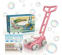 SaiXuan Sparabolle di Sapone Automatico per Bambini, 10 Ugelli con Luci Colorate, Giocattolo 44 cm (Rosa) - Macchina Spara Bolle per Giardino, Esterno, Feste, 3-6 Anni