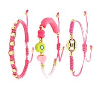 Saiyana 3 pezzi Moda Bracciale Boemia Fatto A Mano Accessorio Con Unici Figli Di Maiale E Argilla Colorata