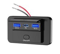 Saiyana Adattatore di ricarica 12 V-24 V con doppia USB e prese PD3.0 tipo C, impermeabile, per automotive marino