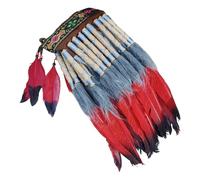 Saiyana Autentico copricapo piumato per festival e feste stili etnici copricapo -capelli spiegazioni per il desiderio di moda (rosso)