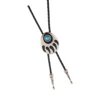 Saiyana Elegante Cravatta Western Bolotie Con Pietra Turchese E Orso Artigli Lega Charm Collana In Pelle Per Uomini E Donne Regolabile Cuoio Bolo Cravatta, bianco, Taglia unica