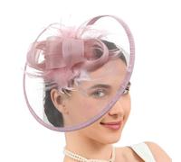 Saiyana Elegante piumato in tulle per cocktail da donna, elegante copricapo per feste Derby con dettagli in rete per la sposa (rosa pallido)