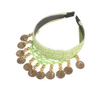 Saiyana ETICO Danza del ventre Copricapo Elegante Moneta d'Oro Nappe Fascia per capelli per spettacoli scenici ed eventi culturali (Verde)