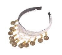 Saiyana ETICO Danza del ventre Copricapo Elegante Moneta d'Oro Nappe Fascia per capelli per spettacoli scenici ed eventi culturali (bianco)