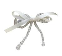 Saiyana Fermaglio per capelli con perle artificiali, elegante fermaglio per capelli, clip a becco d'anatra, fermagli laterali per capelli da donna (fiocco di cristallo beige du)