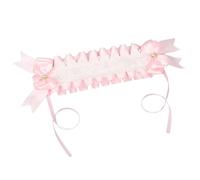 Saiyana Fiocco per capelli, copricapo in pizzo con nastro lungo, fasce per capelli, strass, balze, fotografia (rosa)
