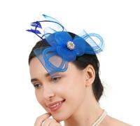 Saiyana Fiore di piume francesi - Clip per capelli per donne elegante teaparty matrimonio Derby cocktail evento fotografia re(blu reale)